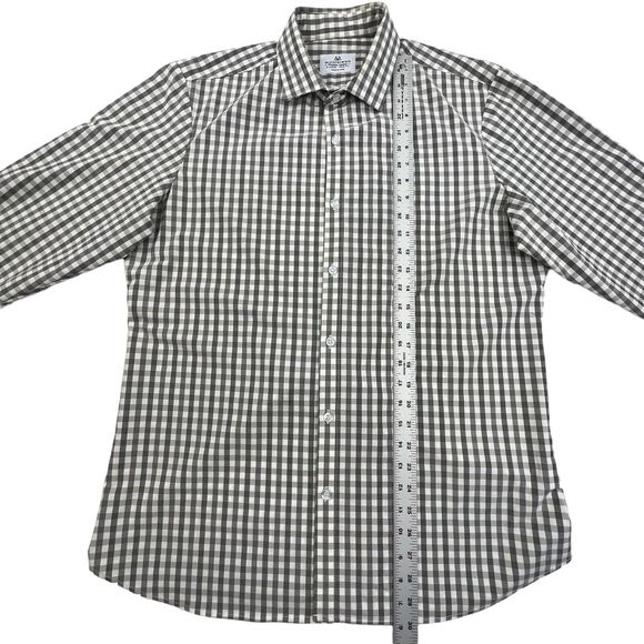 Mizzen + Main Shirt Men XL Gray Check Long Sleeve Collared Stretch Trim Fit - Picture 11 of 12